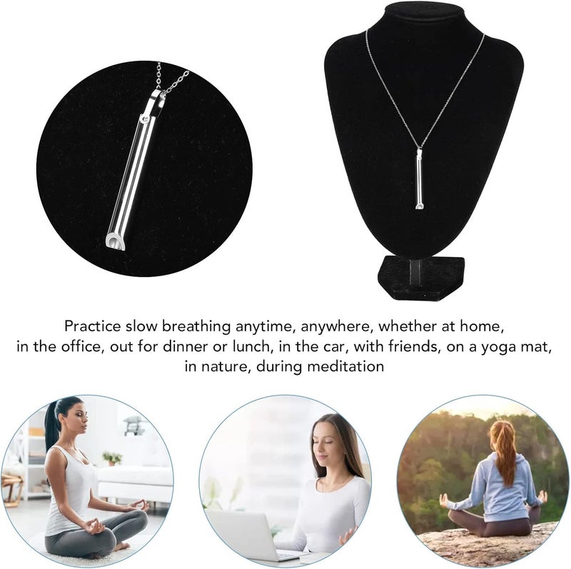 woobles Breathing Necklace, Stress Anxiety Necklace, Meditation Tuning Necklace Breathing Necklace for Mindful Breathing, Stress Relief, Unisex Fashionable Stainless Steel Necklace(Silver) - Image 4